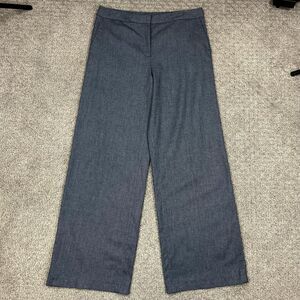 Zara Pants Womens Large Blue Wide Leg Dress Trouser Office Work Career Capsule